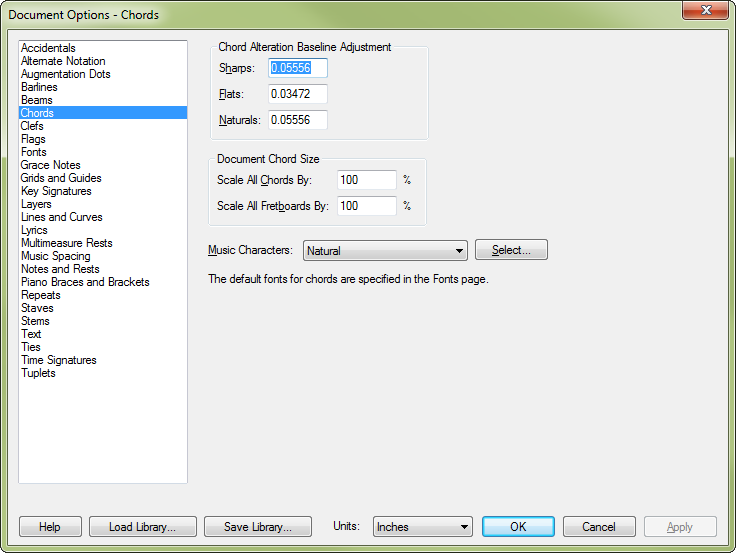 Document Options dialog box