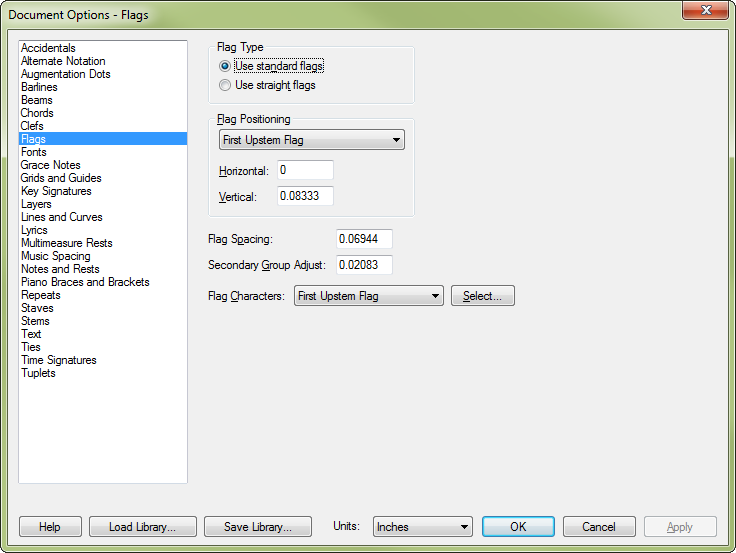 Document Options dialog box