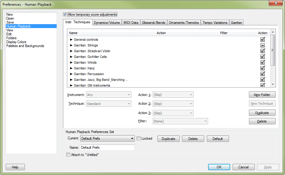 Preferences dialog box